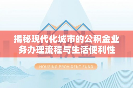 南湖揭秘现代化城市的公积金业务办理流程与生活便利性