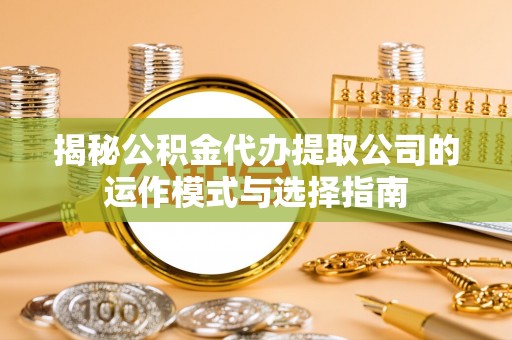 南湖揭秘公积金代办提取公司的运作模式与选择指南