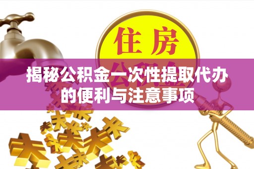 南湖揭秘公积金一次性提取代办的便利与注意事项
