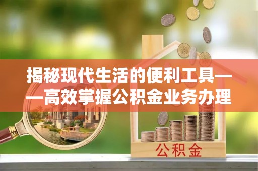 南湖揭秘现代生活的便利工具——高效掌握公积金业务办理流程的关键步骤