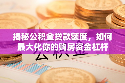 南湖揭秘公积金贷款额度，如何最大化你的购房资金杠杆