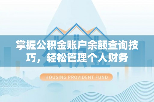 南湖掌握公积金账户余额查询技巧，轻松管理个人财务